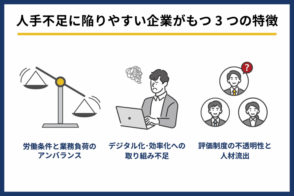 人手不足に陥りやすい企業がもつ3つの特徴