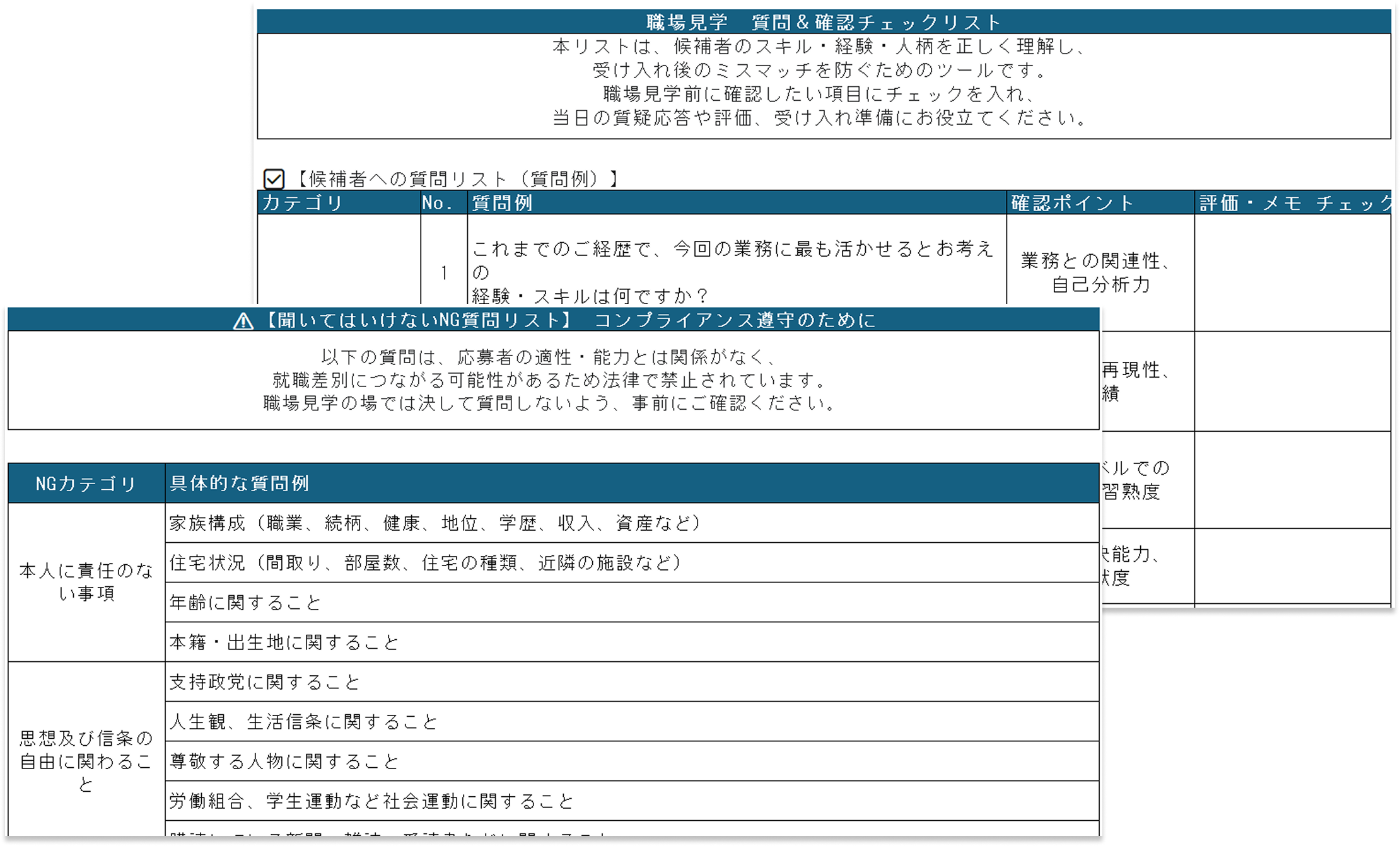 現場で使える職場見学チェックリスト(法人向け)
